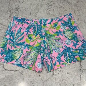 Lilly Pulitzer active ocean view pull on Tropical Pink Blue Women's Shorts small